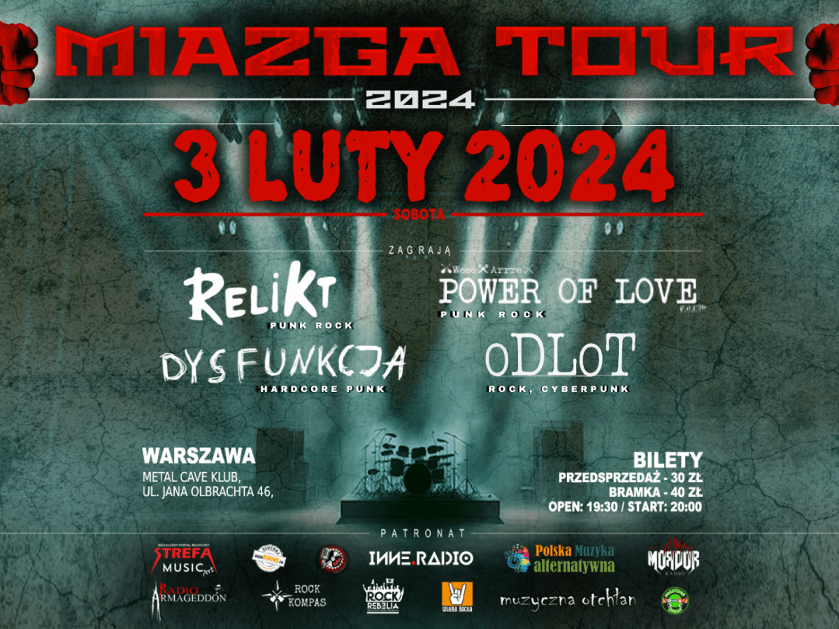 Punk rockowym koncertem 3 lutego w Warszawie otwieramy MIAZGA&nbsp;TOUR!